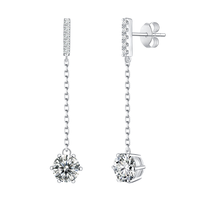 Nouvelles Boucles d'Oreilles Clous en Argent Sterling 925 Karats, Design Tendance pour Femme, Moissanite Taille Brillant Certifiée GRA, Plaqué Luxe 2.5g Griffe