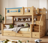 Massives Etagen bett aus Holz mit integriertem Bett Aufbewahrung Massivholz Natur Eiche Holz Farbe auf und ab Etagen bett
