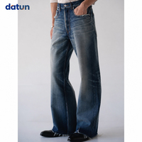 Jean Homme Baggy Wide Leg Taille Moyenne Vintage Délavé Fabricant Vente en Gros