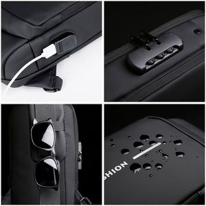 2021คลาสสิกกระเป๋าสะพายข้างกันน้ำแบบ USB สำหรับผู้ชายกระเป๋าสะพายไหล่เดียวป้องกันการโจรกรรม - Product Image 4