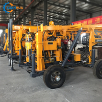 Machine de forage de puits d'eau diesel YCS-130T/180T/200T sur petite remorque, profondeur 150m, avec outils