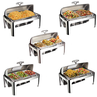 Réchaud de Luxe Électrique Doré pour Buffet Hôtelier, Chauffe-Plat Chafing Dish de Service pour Traiteur