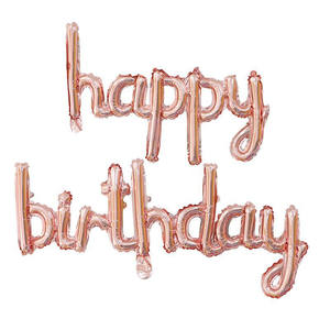 Globos de feliz cumpleaños Banner Script/Cursive Gold Letter Balloon Sign para decoración de fiesta de cumpleaños - Product Image 4