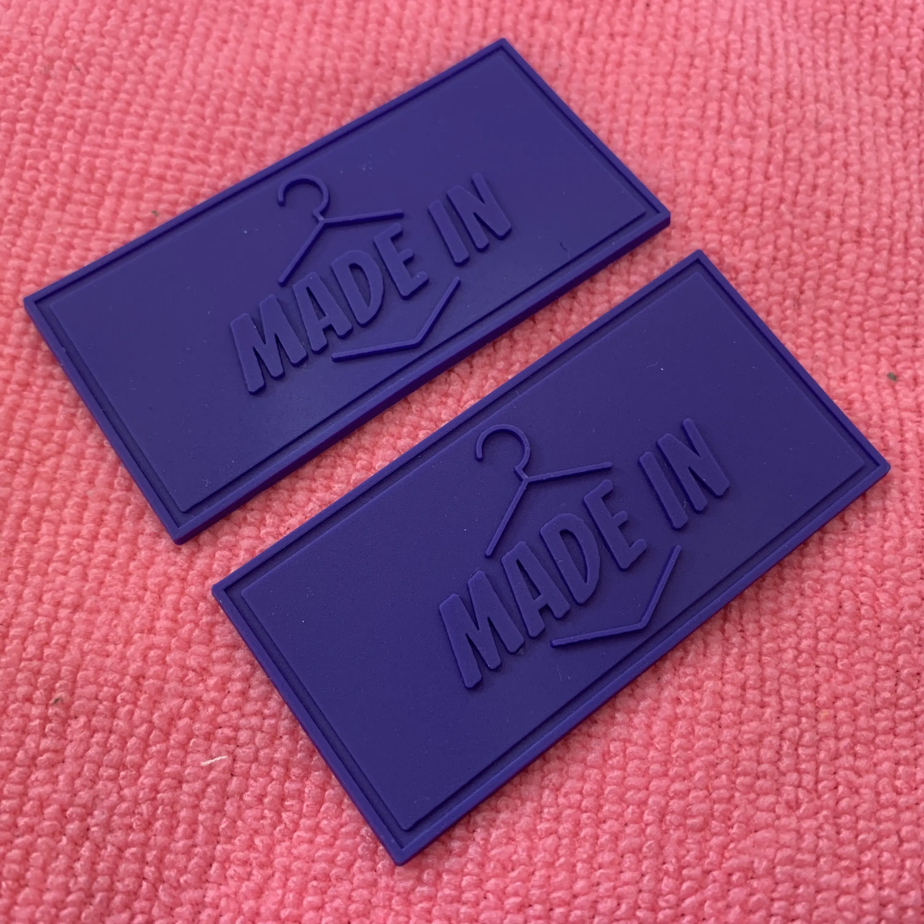 matte surface purple color silicone rubber patch,wearable garment PVC rubber badge for uniform