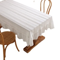 Nappes en lin et coton blanc DUOLAI avec broderie pour hôtel, fête, mariage, restaurant