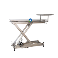 Table d'opération vétérinaire EUR VET TB-1 en acier inoxydable 304 avec plateau grillagé, écologique, hauteur réglable, poubelle à déchets et roulettes