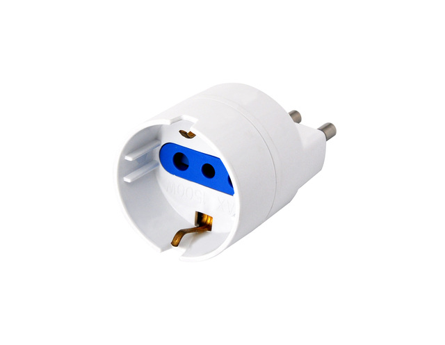 Multi Adapter  Plug  2P + E 10A Schuko Socket IMQ CE