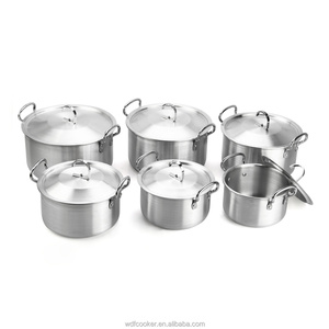 Lot <span class=keywords><strong>de</strong></span> 14 casseroles en métal <span class=keywords><strong>de</strong></span> calibre lourd avec couvercle en verre poli revêtement extérieur fond d'induction pour cuisinière à gaz pour la cuisine <span class=keywords><strong>de</strong></span> restaurants - Product Image 2