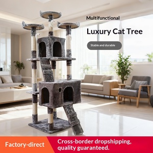 Pohon & Menara Kucing Indoor Berkualitas Tinggi 2 Tingkat Apartemen Kucing Multifungsi Tiang Garukan Hadiah Natal Dikemas dalam Karton - Product Image 1
