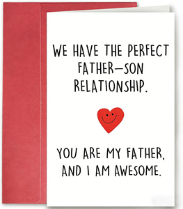 Carte de vœux pour la fête des pères, envoyée par son <span class=keywords><strong>fils</strong></span>, avec un message amusant sur la relation parfait entre père <span class=keywords><strong>et</strong></span> <span class=keywords><strong>fils</strong></span>, cadeau humoristique pour papa - Product Image 1