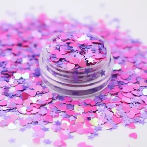 Серия жемчужин Валентина блестки смешанные 3 мм розовые в форме сердца блеск фиолетовая звезда Блеск