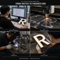 Lettres rétroéclairées LED certifiées RoHS CE, économie d'énergie, signalétique intérieure et extérieure pour entreprises
