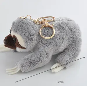 12cm Cute Lying Sloth Plush Keychain Toy/Cute Stuffed Sloth Animal Plush Toys/Kids Keyring Plush Sloth Backpack Accessories