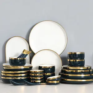 Customized unique restaurant hotel european wholesale dinner set ceramics plates dinnerware