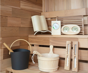 Precio de Mayorista Sauna Exterior Tipo Barril para 4 Personas, Sauna Tradicional de Cedro Rojo con Cubeta en Venta - Product Image 6