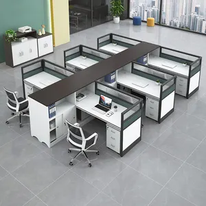 Modular 4 Seat Office Cubicle Partition Table Call Center Workstation 6 Staff Workstation Desk