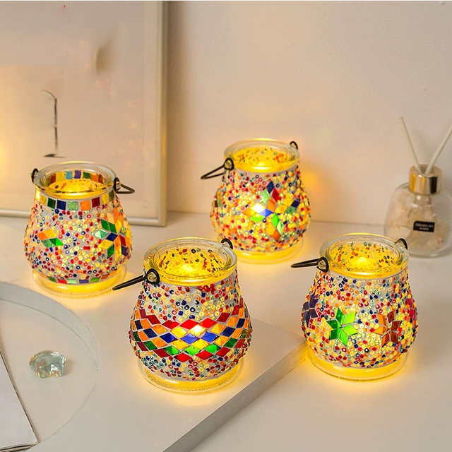 New Ideas DIY Table Desk Light Craft Kit Turkish Mosaic Vase Lamp Tea Light Holder Adult Friendly Colorful Glass Light