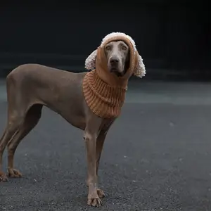 Qiqu fournitures pour animaux de compagnie personnalisé nouveau concepteur grand chien hiver Snood tricoté à la main Crochet chien chapeau hiver chien Costume oreille plus chaud hiver