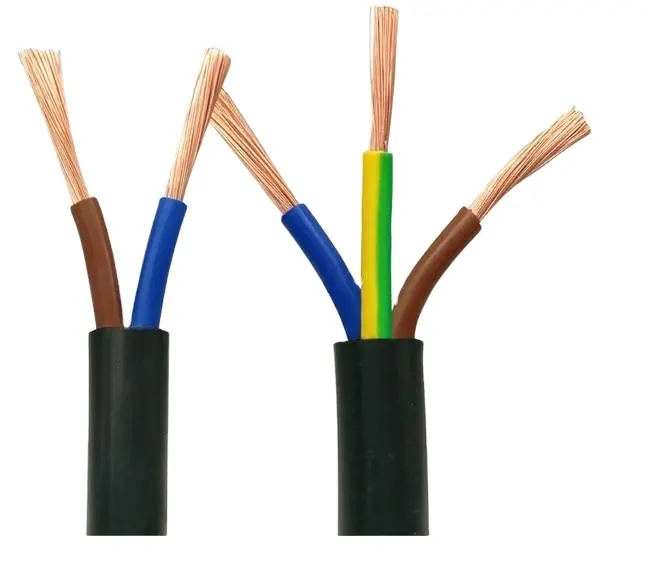 PVC Insulated Electric Flexible Copper Cable RVV 3x1mm 3 Core 4 Core Black Jacket Yellow Green Red Blue Sheath Cables