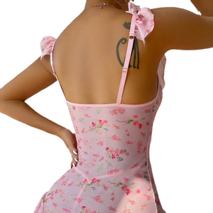 <span class=keywords><strong>Camicia</strong></span> <span class=keywords><strong>da</strong></span> <span class=keywords><strong>notte</strong></span> Sexy e dolce <span class=keywords><strong>da</strong></span> donna in pizzo plissettato e seducente - Product Image 5