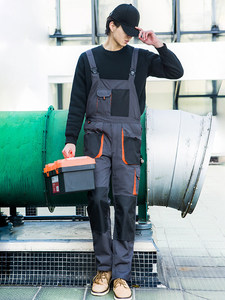 Tenue <span class=keywords><strong>de</strong></span> <span class=keywords><strong>travail</strong></span> pour réparation automobile, en polyester-coton, résistante aux taches, avec veste <span class=keywords><strong>à</strong></span> manches longues et pantalon <span class=keywords><strong>à</strong></span> bretelles pour homme, personnalisable - Product Image 4