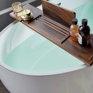 Walnut Wood Bathtub Rack Solid Wood Bath Tray For Personal Care Products Home Use - Product Image 1