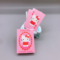 Kartu Remi Kucing Perempuan Versi Q Premium Pink Kustom dengan Bahan Plastik untuk Penggunaan Keluarga - Desain Kartun Grosir