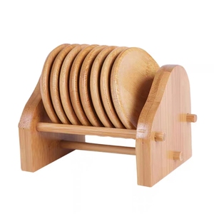 Juego de posavasos de cocina Posavasos de <span class=keywords><strong>café</strong></span> y té Juego de posavasos de bambú redondo cuadrado con portavasos - Product Image 1