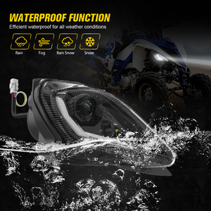 Para <span class=keywords><strong>Yamaha</strong></span> ATV <span class=keywords><strong>Raptor</strong></span> <span class=keywords><strong>700</strong></span> Conjunto de faros delanteros LED Hi/Lo Beam White Halo Proyector Faros - Product Image 3