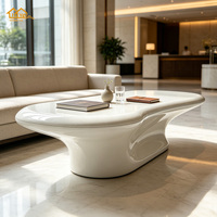 Table basse moderne blanche brillante, table centrale durable pour l'extérieur, bord de piscine, hôtel, salon, fabricant de meubles, vente en gros