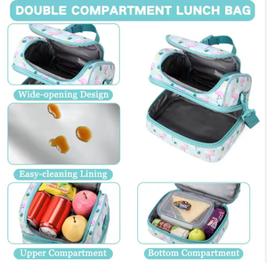 Sac à lunch isotherme durable pour enfants et adultes, fermeture éclair, doublure en PEVA, boîte isotherme écologique - Product Image 4