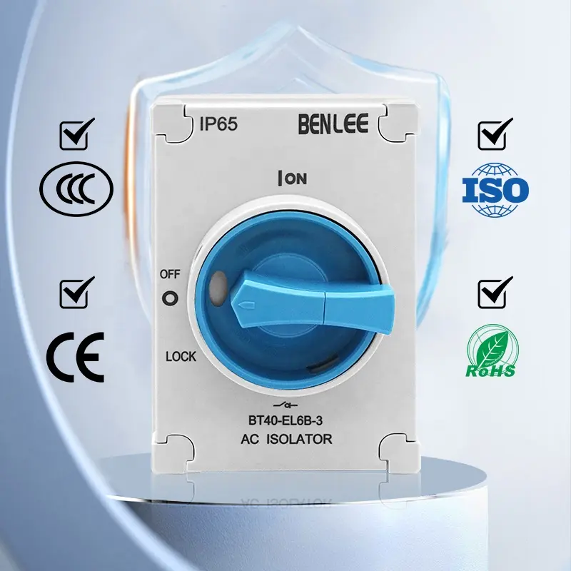 BENLEE IP65 40A selettore rotativo isolatore interruttori AC DC 3/4 palo On-off esterno impermeabile interruttore di scollegamento con scatola