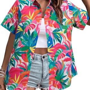 Camisa Hawaiana Retro Vintage Estampada, Blusa de Verano Fresca y Suave con Estampado Floral Tropical, Cuello en V, Manga Corta, Botones - Product Image 5