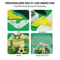 Bloc-notes calendrier 3D en papier découpé, motif mascotte de football, mémo détachable avec base lumineuse LED, ornement artistique créatif pour bureau, cadeau