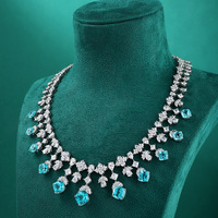 Collier Paraba Plaqué Argent Élégant et Haut de Gamme pour Femme, Chaîne Irrégulière de Luxe Légère pour Mariage, Forme Quadrilatère Exagérée