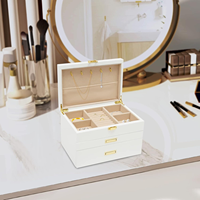 Holzkoffer Geschenkbox Halskette Ring Uhren Organizer Holzschmuckbox Handgefertigt Hochwertige Holzschmuckschatulle Weißlackiert