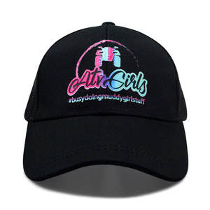 Gorras Trucker Negras para Mujer con Cola de Caballo, Gorras Trucker con Logotipo Personalizado, Gorras Trucker de Malla Transpirable para Mujer con Cabello Largo para Verano - Product Image 2