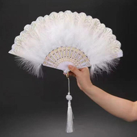 Éventail de plumes épaissi accessoires pliants nouvel an chinois saint valentin spectacle de piste danse adulte enterrement de vie de jeune fille fournitures Ramadan