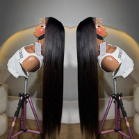 Perruques de cheveux humains bruts vietnamiens de 30 à 40 pouces, lisses, avec cuticules alignées, prêtes à porter, sans colle, avec dentelle frontale, pour femmes noires