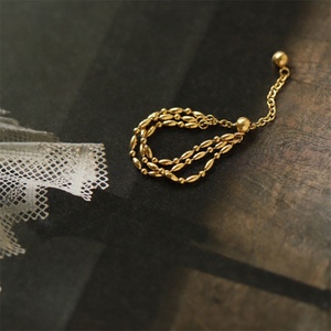 Fabricante de Joyería, Anillos de Cadena con Cuentas al por Mayor, Anillos Ajustables de Acero Inoxidable con Borlas para Mujer - Product Image 3
