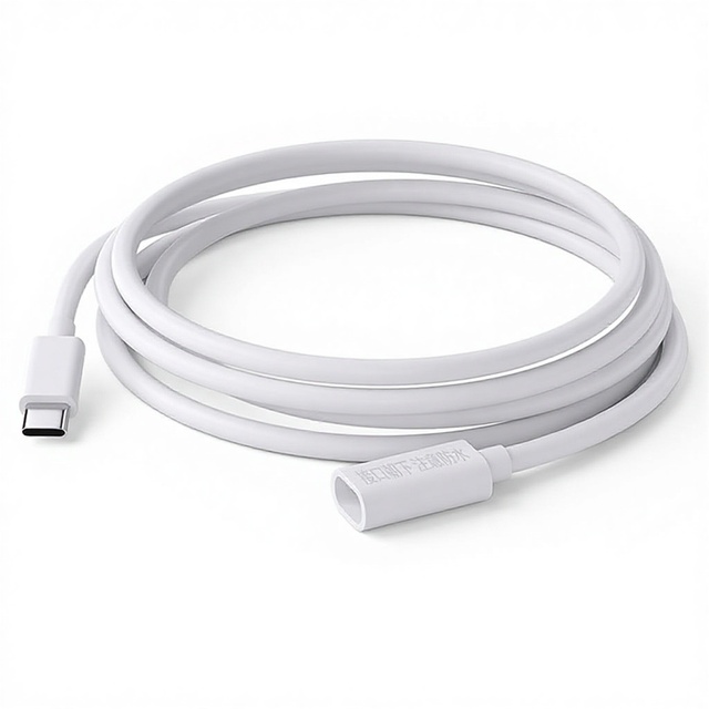 USB-C Extension Cable for R-ing Solar Panel & Security Camera-Waterproof Outdoor Use Type-C Male/Female Cord White 9FT