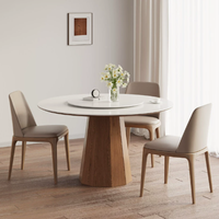 Table à manger moderne nordique, plateau en pierre frittée blanche, base en bois massif, écologique, table de cuisine 4 places, table à manger pour la maison
