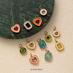 จี้ห้อยประดับอัญมณีประจำเดือนเกิดเคลือบเงา |   จี้สแตนเลสสตีลชุบทอง 18K PVD สำหรับทำเครื่องประดับ |   กันน้ำและป้องกันการแพ้ - Product Image 3