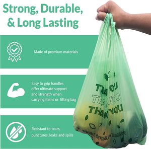 Bolsas de plástico LDPE negras de tamaño personalizado con asa de sellado térmico para camisetas y basura hechas en Vietnam tipo fuelle reciclable - Product Image 6