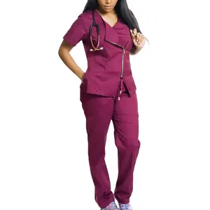 पॉलिएस्टर रेयान स्पैन्डेक्स फैशन डिजाइन नई शैली चिकित्सा अस्पताल नर्स वर्दी महिलाओं के लिए अस्पताल रगडें सेट कपड़े टवील 200 - Product Image 4