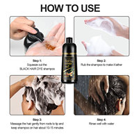 Échantillon gratuit Fabricant arabe Herbes naturelles instantanées Biologiques 3 en 1 500ml Vente en gros Colorant foncé Colorant noir Shampooing pour cheveux