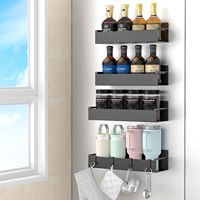 Étagère à épices magnétique noire pour l'organisation de la cuisine, rangement multifonctionnel pour réfrigérateur, four à micro-ondes, étagère de rangement