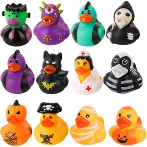 Özelleştirilmiş cadılar bayramı plastik ördekler temalı plastik ördekler kötü komik banyo ördek oyuncak dekorasyon