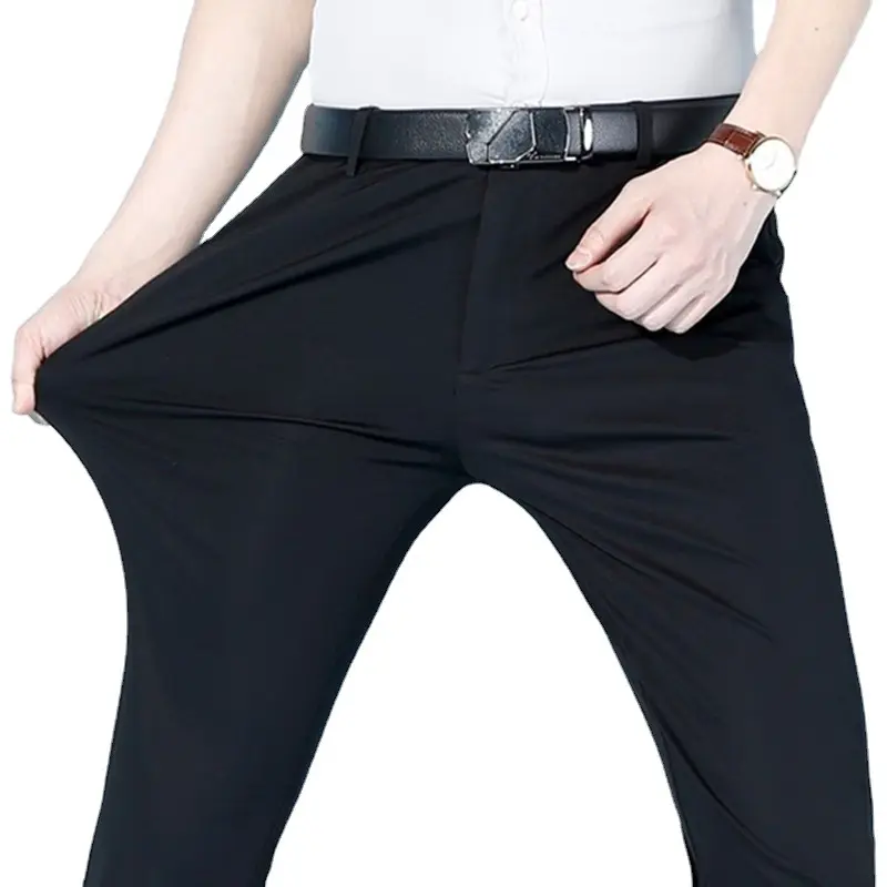 Business casual trousers elastic men's trousers loose straight suit trousers