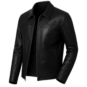 Veste de cycliste d'hiver unisexe BS International, coupe classique, noir naturel, 100% cuir véritable, devant en toile, personnalisable - Product Image 6